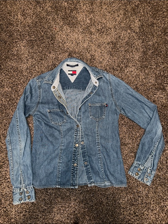 Tommy Hilfiger Tops - Vintage Tommy Hilfiger Blue Light Wash Denim Shirt Jacket